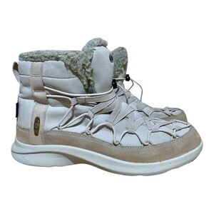 Womens Keen Chukka Off White Waterproof Winter Boots-Sherpa Lined